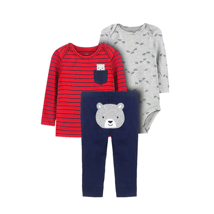 Spring Autumn Baby Clothing Set - 3 Pieces for Infants