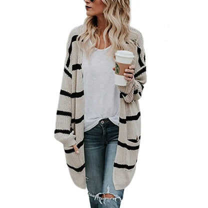Striped Knit Sweater and Cardigan Jacket