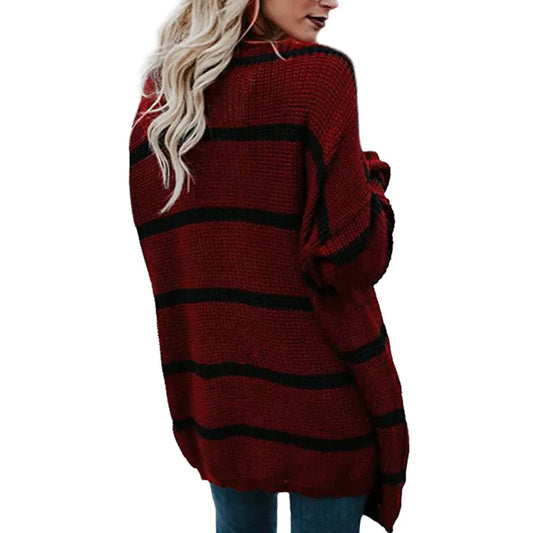 Striped Knit Sweater and Cardigan Jacket