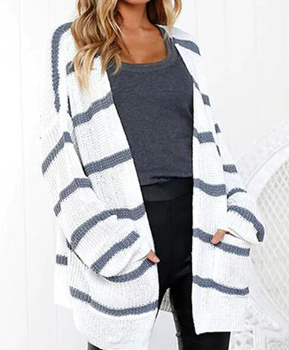 Striped Knit Sweater and Cardigan Jacket