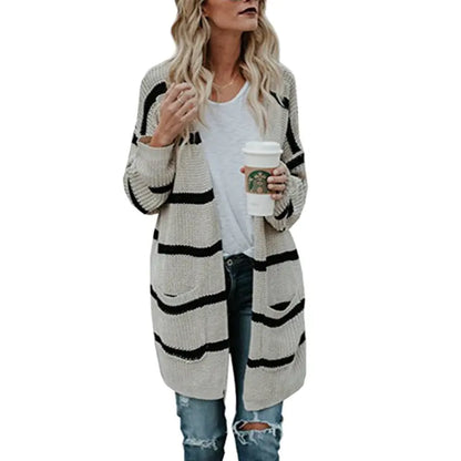 Striped Knit Sweater and Cardigan Jacket