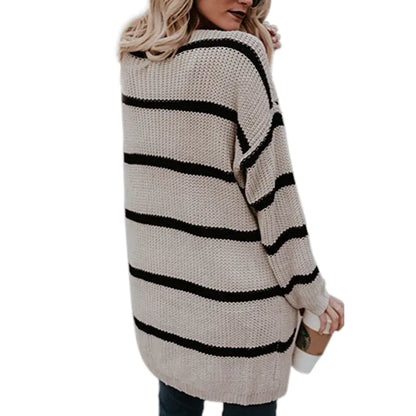 Striped Knit Sweater and Cardigan Jacket